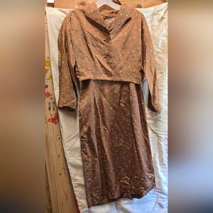 Vintage Leslie Fay 3-pc Dress Crop Jacket And Belt Set No Size